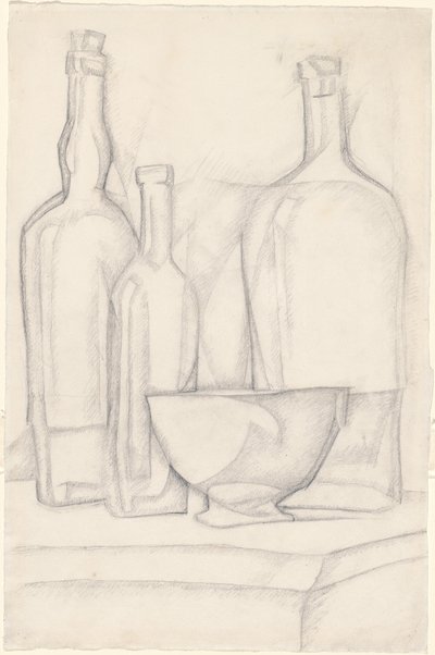 Flasker og bolle av Juan Gris