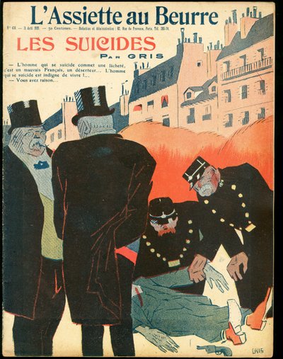 Omslag av "" L'Plate au beurre"", nummer 438, satirisk i farger av Juan Gris
