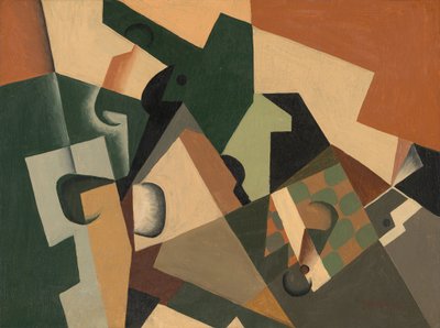Glass og sjakkbrett av Juan Gris