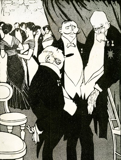Russisk utsending debatterer det forsvarende Tyrkia med andre ledere under en konferanse, 1908. av Juan Gris