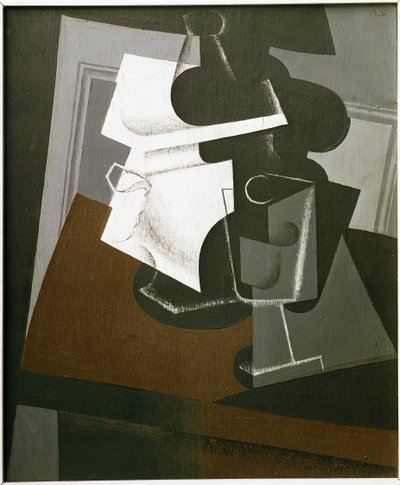 Stilleben på et bord - Olje på tre av Juan Gris