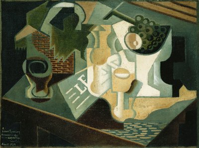 Bordet foran bygningen; La Table Devant le Battiment, 1919 av Juan Gris