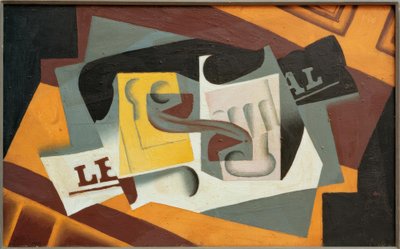 Glass og avis av Juan Gris