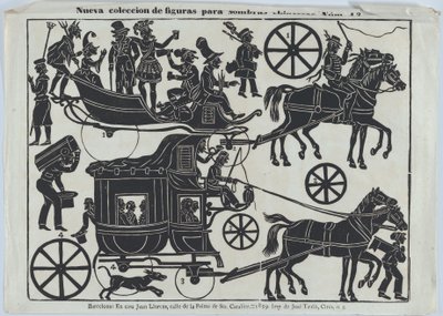 Ark 13 med figurer for kinesiske skyggedukker, 1859. av Juan Llorens