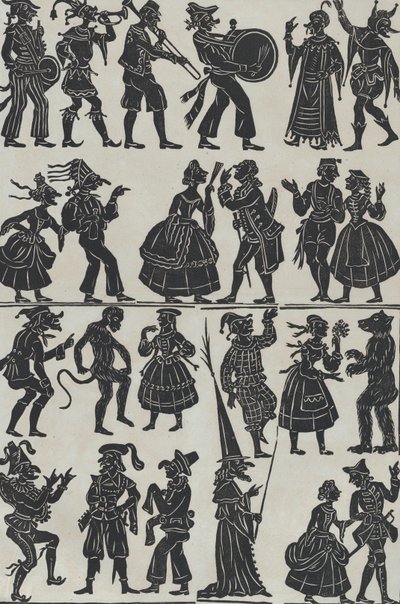 Ark 7 med figurer for kinesiske skyggedukker, 1859. av Juan Llorens