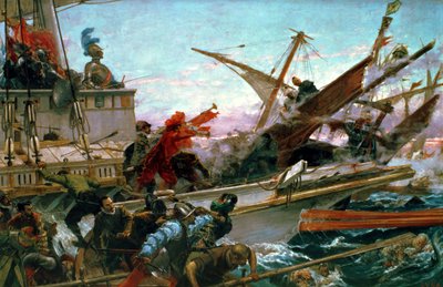 Sjøslaget ved Lepanto, ført av Don John av Østerrike (1547–78) i 1571 av Juan Luna y Novicio