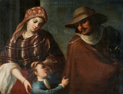Castizo og spanjolen produserer en spanjol, ca. 1715 av Juan Rodríguez Juárez