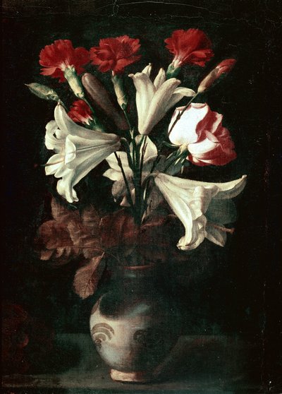 Florero (liljer og nelliker i en vase) av Juan de (attr. to) Zurbaran