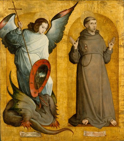 Erkeengelen Michael og den hellige Frans av Juan de Flandes