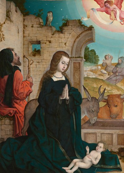 Jesu fødsel, ca. 1508–1519 (olje på panel) av Juan de Flandes