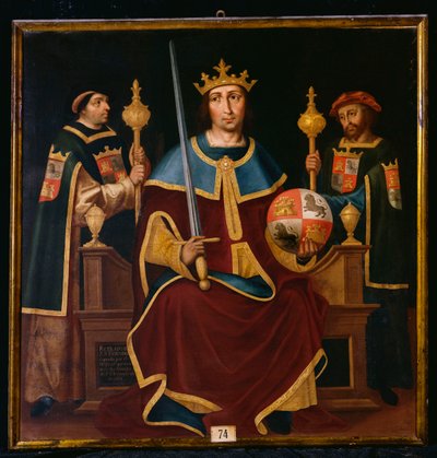Saint Ferdinand tronet med to hoffmenn av Juan de Juanes