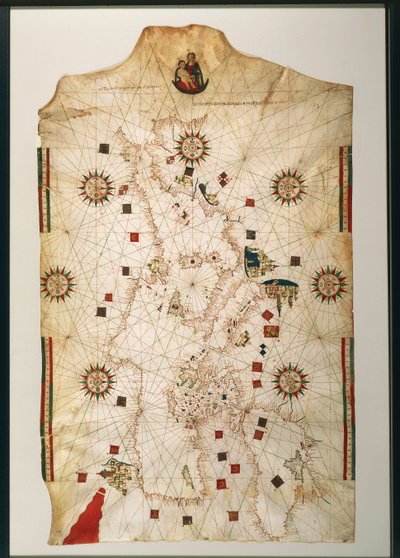 1800-talls kopi av den nautiske planisfæren av John of the Thing av Juan de la Cosa