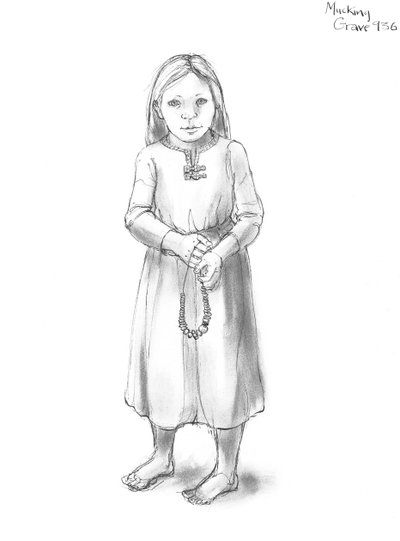 angelsaksisk jente, c5.-10. århundre, c1990-2010 av Judith Dobie