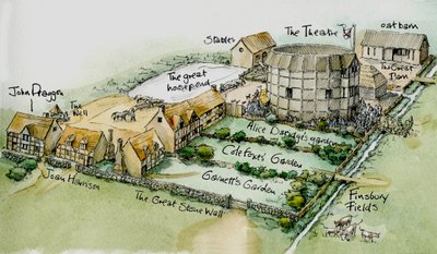 Burbage's Theatre, New Inn Yard, Shoreditch, Hackney, London, c1576 2016. av Judith Dobie