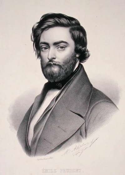 Portrett av Emile Prudent (1817-63) gravert av Marie Alophe (1812-83) (litho) av Jules (after) Laure