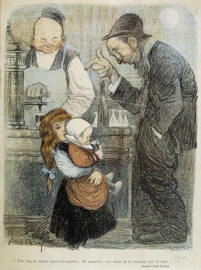 Greit, serumet mot fylla, i mellomtiden trenger jeg en rom fra jamaique! - dess. av Abel Faivre (1864-1945) av Jules Abel Faivre