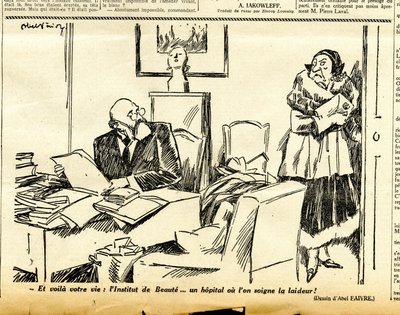 Oppriktig, satirisk i N & B av Jules Abel Faivre