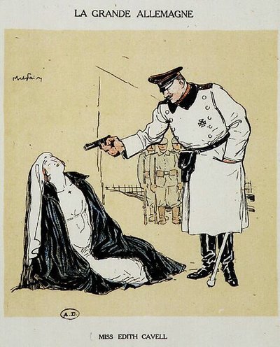 Frøken Edith Cavell henrettet av tyskerne, bilde av Abel Faivre (1864-1945). av Jules Abel Faivre