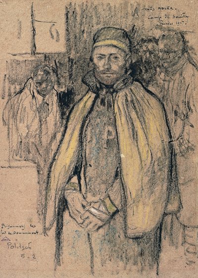 Fanger fra Fort Douaumont (tegning) av Jules Adler