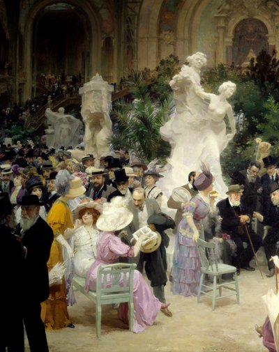 Belle epoque: "" En fredag i Salon des artistes francais""" Mondanites under kunstutstillingen på Grand Palais i Paris. Detalj. Maleri av Jules Alexandre Grun (1868-1934) 1911 Rouen. Museum of Fine Arts av Jules Alexandre Gruen or Grun
