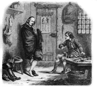 Pierre Corneille (1606-1684) hos frelseren. Gravering av Jules Duvaux av Jules Antoine (after) Duvaux