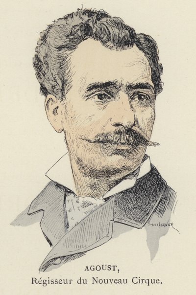 Agoust, sjef for New Circus (farge litho) av Jules Arsene (after) Garnier