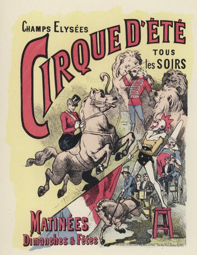 Sirkusplakat (litho i farger) av Jules Arsene (after) Garnier