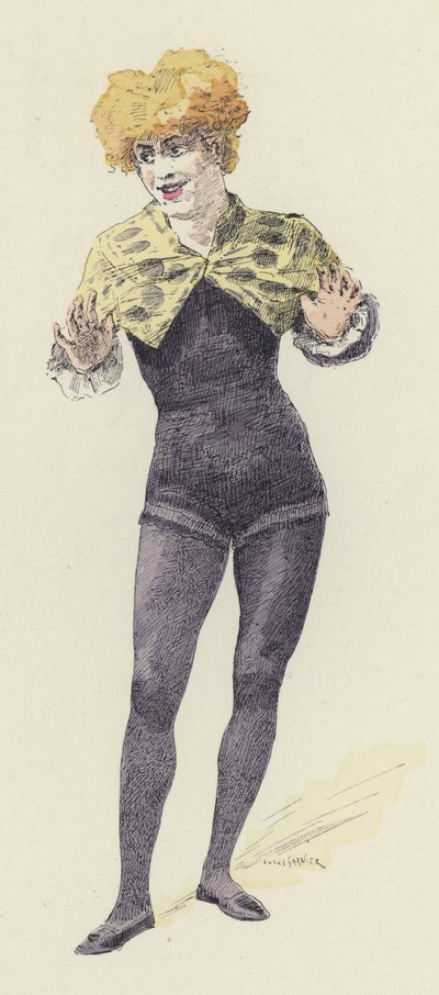 Kvinnelig klovn (farge litho) av Jules Arsene (after) Garnier