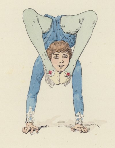 Kvinnelig gymnast (farge litho) av Jules Arsene (after) Garnier