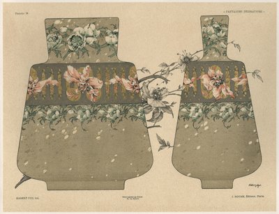 Vaser, plate 28 fra 'Fantaisies decoratives', gravert av Gillot, utgitt av Jules Rouam, Librairie de l'Art, Paris, 1887 (fargegravering) av Jules Auguste Habert Dys
