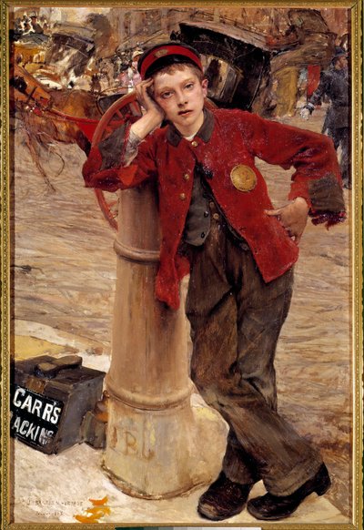 The Little English Shoe Shine Painting av Jules Bastien Lepage (1848-1884) 1882 Søn. 0,89x1,32 m Paris, Dekorativ kunst av Jules Bastien Lepage