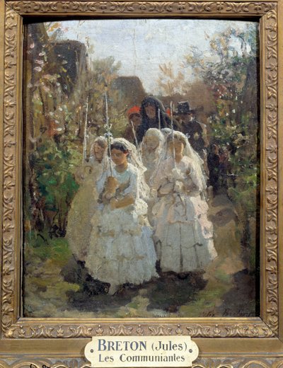 De første kommunikantene på Courrieres av Jules Breton (1827-1905) (olje på papp) av Jules Breton