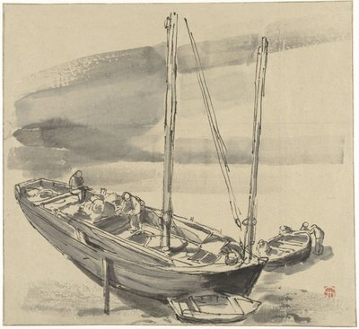 Båter på Grancamp (Calvados) av Jules Chadel