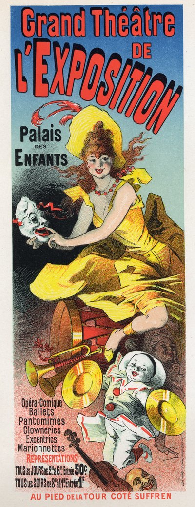 Kunst. Underholdning. Flott teater for utstillingen (Universal Exposition of Paris av Jules Cheret