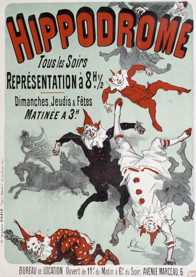 Sirkusforestilling på Hippodromen - Plakat av Jules Chéret, sent på 1800-tallet av Jules Cheret