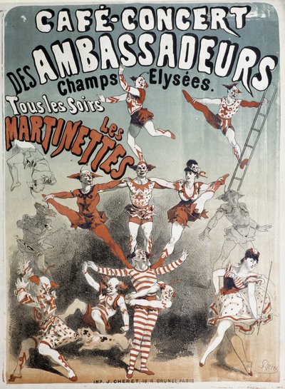 Martinettene på Cafe-Concert des Ambassadeurs - Plakat av Jules Cheret, sent på 1800-tallet av Jules Cheret