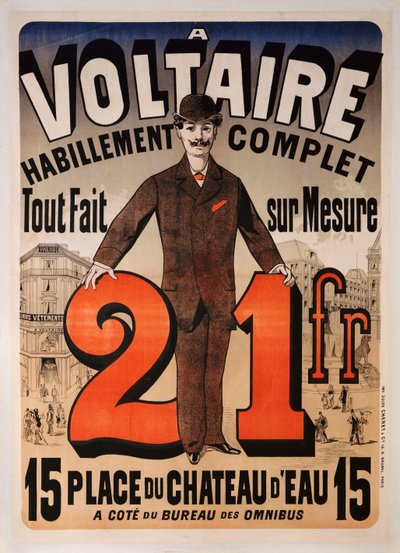Plakatreklame "A Voltaire", ca. 1877 av Jules Cheret