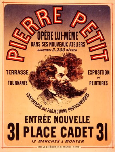 Plakat som reklamerer for Pierre Petits nye studioer av Jules Cheret