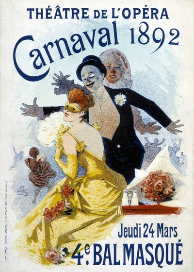 Plakat av Cherret for karnevalet i 1892 på operaen. av Jules Cheret