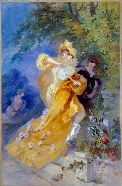 Det gule domino-maleriet av Jules Cheret (1836-1932) Nice fra 1900-tallet, Musee Cheret av Jules Cheret