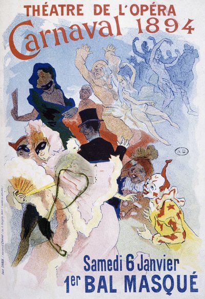 Theatre of the Opera: karneval i 1894, ballmaske - plakat av Jules Cheret av Jules Cheret