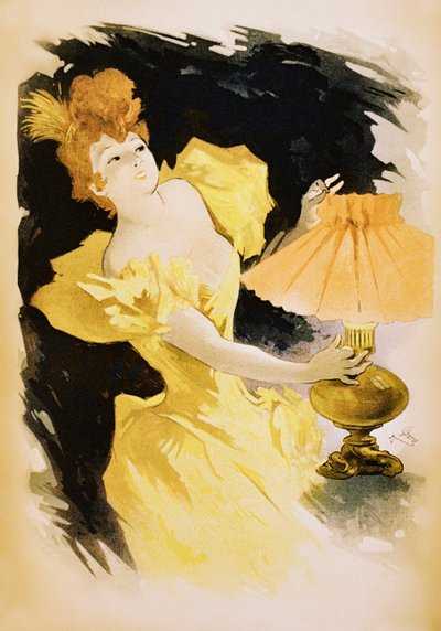 Vintage plakat av elegant kvinne som slår på gasslampen av Jules Cheret