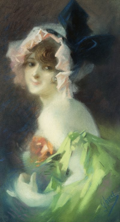 Kvinne med hansker; Femme aux Gants, av Jules Cheret