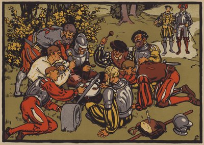 Reformasjonens krise i Sveits (farge litho) av Jules Courvoisier