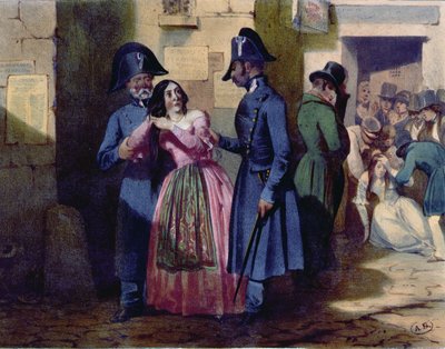 Arrestasjon av en prostituert av politiet, ca. 1835 av Jules David