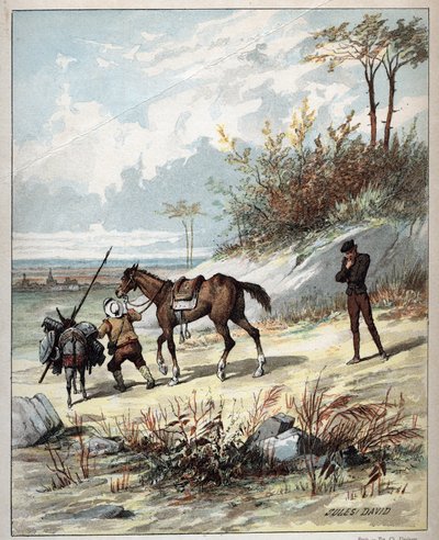 Don Quixote and Sancho Panza - Illustration of Jules David (1808Ð1892) from Histoire de Don Quixote (Don Quixote) - 1887 - by Miguel de Cervantes Saavedra (1547-1616) - av Jules David
