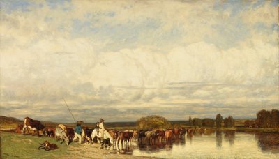 Kyr som krysser en Ford, 1836. av Jules Dupré