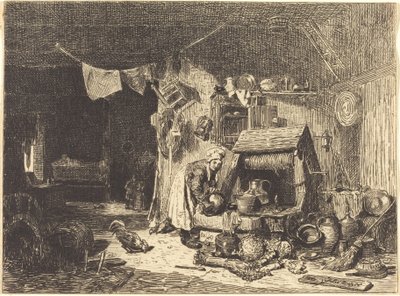 Interiør i et gårdshus av Jules Dupré