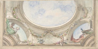 Design for Trompe L'Oeil-tak for spisestue, Hotel de Trévise, 1850-1910. Skapere: Jules-Edmond-Charles Lachaise, Eugène-Pierre Gourdet. av Jules Edmond Charles Lachaise and Eugène Pierre Gourdet