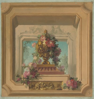 Trompe loeil design for et tak av Jules Edmond Charles Lachaise